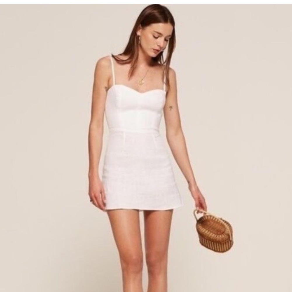 Reformation White Linen Mini Dress